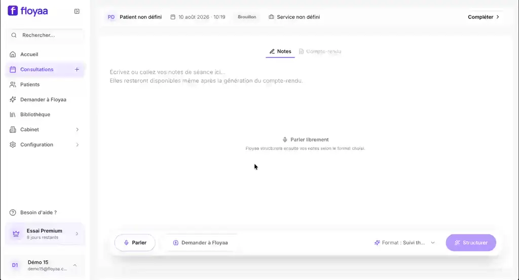 Parler librement ou écrire une note dans Floyaa